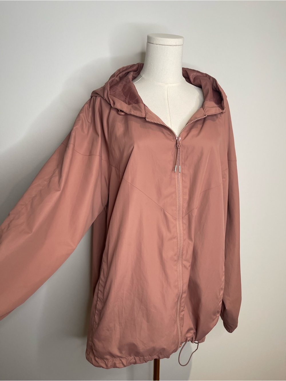 Zizi Dusty Pink Hooded Windbreaker Coat Large Lightweight Jacket Balletcore